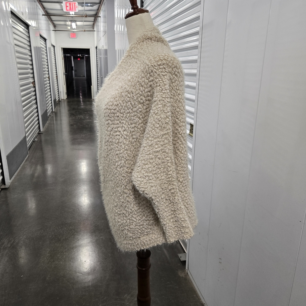 Lovestitch Cream Textured Bouclé Knit Sweater S/M Cozy Oversized Pullover - Picture 2 of 8